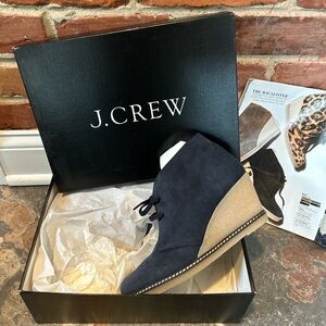 NIB J. Crew Navy Macallister Suede Wedge Boots